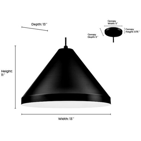 R Series 1 Light 13 inch Satin Black Outdoor Pendant